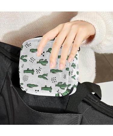 Stylish Menstruation Pad Bag with Zipper - Abstract Geometry & Cactus Design - Ideal Women's Collecting Bag for Menstrual Products - Buy Online on GoSupps.com