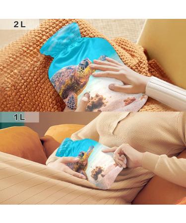 Soft Velvet Heat Bottle with Hawaiian Sea Turtle - 1L Warming Bag for Pain Relief Hot & Cold Compress Body Bed Warmer - Buy Online on GoSupps.com