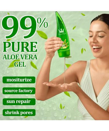 Elegant Royale Aloe Vera Skincare Set 99% Pure Aloe Vera Gel (9 oz) + Gentle Exfoliating Scrub (6 oz) Natural Hydrating & Soothing Face & Body Combo for Dry Sensitive Skin Sunburn & Glow - Buy Online on GoSupps.com