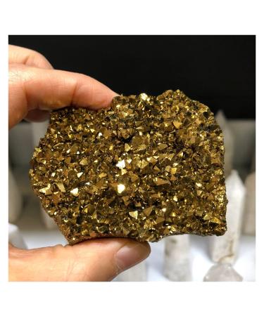 Natural Crystal Rough 1PC Natural Citrine Cluster Aura Crystal Electroplating Titanium Quartz Cluster Stone Natural Quartz Crystal (Size : 100-150g)