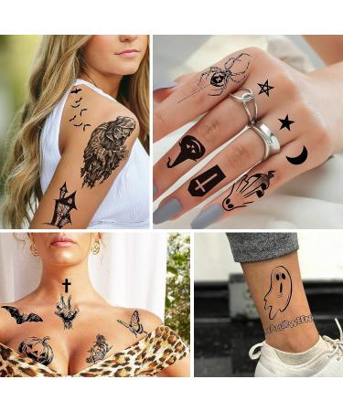 45 Sheets Halloween Temporary Tattoos For Kids Women Men 3D Scary Skeleton Skull Fake Tattoos Sticker For Adults Small Ghost Vampire Bat Pumpkin Spider Devil desigh Tatoos - Buy Online on GoSupps.com
