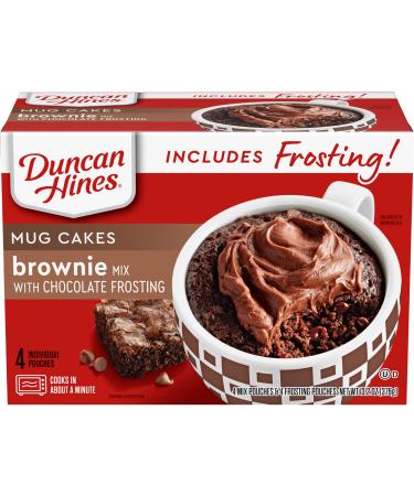 Duncan Hines Mug Cake with Frosting, Brownie, 4 ct Brownie Mix with Chocolate Frosting