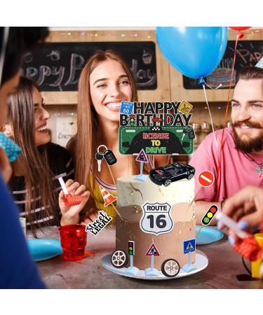 13PCS Driver License Birthday Cake Toppers New Driver Glitter Cake Decoration Driver License Transportation Car Road Signs Theme Party Supplies 16th 17th Learner Driver Birthday Cake Topper - Buy Online on GoSupps.com