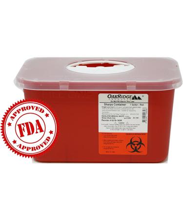 Oakridge Sharps Container 1 Gallon (2 Pack) with Rotating Lid - Easy-to-Use Design - Buy Online on GoSupps.com