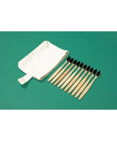 10 Pack Biodegradable Bamboo Toothbrushes - Soft Charcoal Infused Bristles for Cleaner Teeth - Sustainable Wooden Toothbrush - Natural Toothbrush That Lasts - Travel Case Included BPA-Free