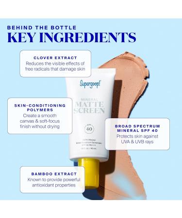 Supergoop! Mineral Mattescreen SPF 40 - Pack of 2 | 100% Mineral Oil-Free Sunscreen Minimizes Pores & Shine Water Resistant - Buy Now - Buy Online on GoSupps.com