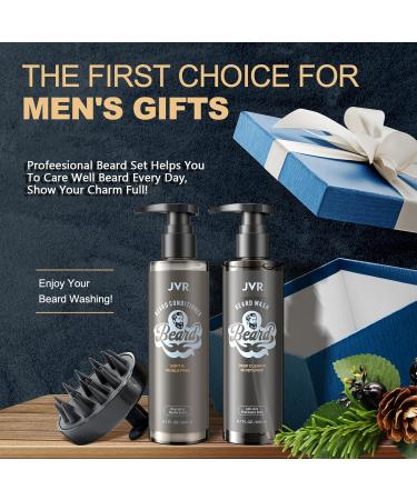 JVR Premium 3-in-1 Beard Care Set - Bartshampoo for Men Complete Beard Wash & Conditioner (2x200ML) | Perfect Bart Gift - Buy Online on GoSupps.com