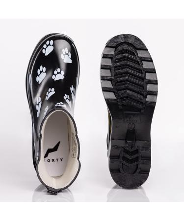 NORTY Women's Ankle Rain Boots - Waterproof Garden Boot 9 Black White Paw Print - Buy Online on GoSupps.com