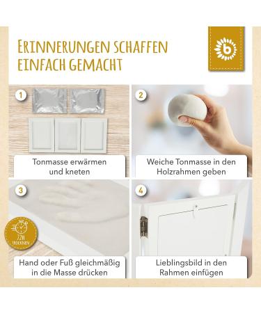 Bieco Baby Hand & Foot Impression Set - Complete 3D Printing Kit with Wooden Frame for Memories - Perfect Baby Keepsake Gift - Buy Online on GoSupps.com