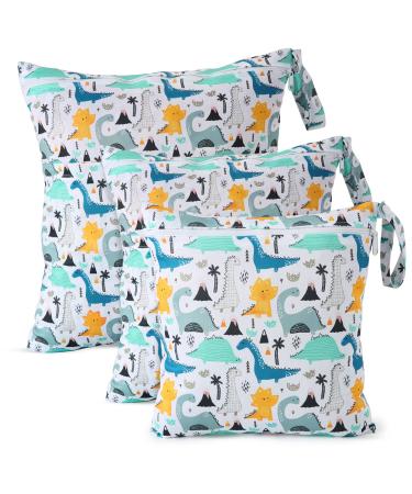 Ceekii wet dry cloth diaper pockets 3 Pack washable travel bags waterproof nast pocket reusable baby pool sports bag for swimming suits and wet clothing with zip pocket light blue