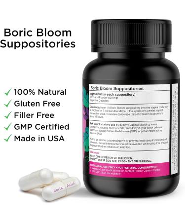 Boric Acid Suppositories for Vaginal Health - 60 Count, pH Balance, Odor Control, Made in USA - 2 Pack - Buy Online on GoSupps.com