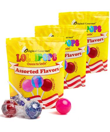 Original Gourmet Lollipop - 3 Individually Wrapped Lollipops per bag - Cotton Candy Bubblegum and Cherry - America's Number 1 Selling Lolly Brand - Gluten Free and Vegetarian 93g Bag