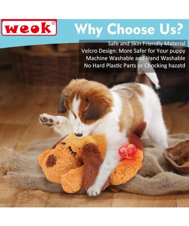 WEOK Puppy Heartbeat Toy - Anxiety Relief Plush for Dogs & Cats - Calming Behavioral Aid - Brown - Buy Online on GoSupps.com