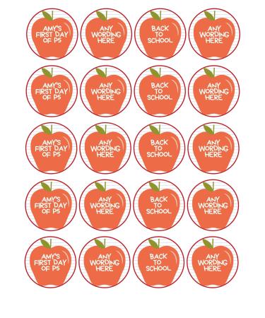 edible 20 x 5cm Personalised BACK TO SCHOOL cupcake toppers uncut - Any wording (wafer card)