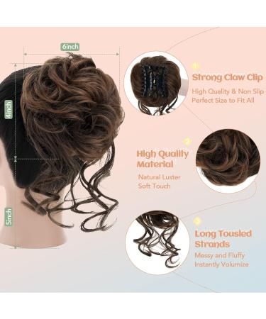 S-Noilite Messy Bun Hair Piece Tousled Updo Chignon Curly Wavy Scrunchie Ponytail Extension - Light Auburn to Dark Brown 30T4 - Buy Online on GoSupps.com
