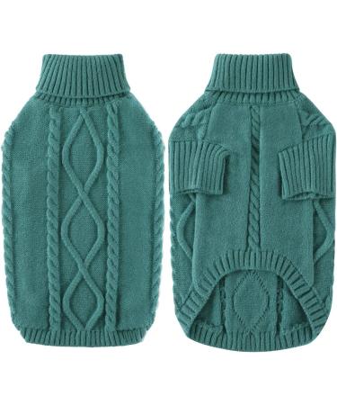 Winter Dog Sweater | Warm Fleece Pet Apparel | Turtleneck Cat Coats | XS-XXL | Peacock Green - Buy Online on GoSupps.com