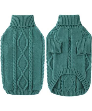 Warm Peacock Green Dog Sweater for Small Dogs - Winter Turtleneck Knit Sweater | Soft Stylish Pet Clothing - Buy Online on GoSupps.com