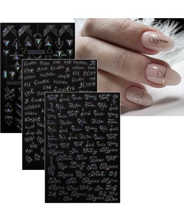 JMEOWIO 12 Sheets Aurora Geometric Nail Art Stickers Decals Self-Adhesive Colorful Nail Supplies Nail Art Design Decoration Accessories - Buy Online on GoSupps.com