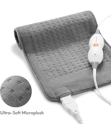 Large Heating Pad for Back Pain Relief - 12x24 Size, 4 Heat Settings, Auto Shut Off - Fast Heating, Super-Soft - Machine-Washable - Home Use (Gray) - Buy Online on GoSupps.com
