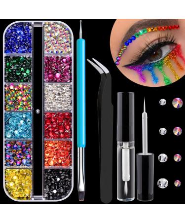 Two Packs of Flatback Rhinestones 4520 Pcs Colorful Nail Art Rhinestones  Flatback Crystal ColorfulABTransparent White Rhinestone with Picker Pencil  and Tweezer For Nail Art and Decoration 03-AB Transparent White Mixe