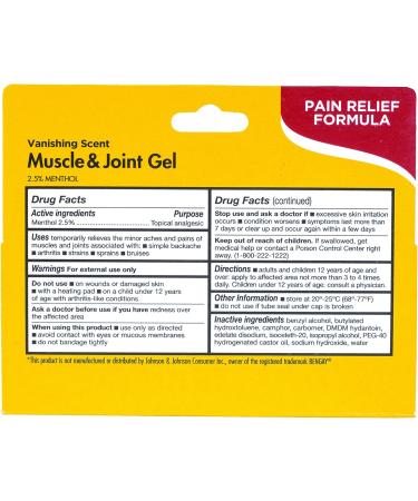 Thera Care Vanishing Scent Muscle & Joint Gel | 2.5% Menthol Pain Relief | Soothing Non-Greasy Formula | 2 oz - Fast International Shipping - Buy Online on GoSupps.com