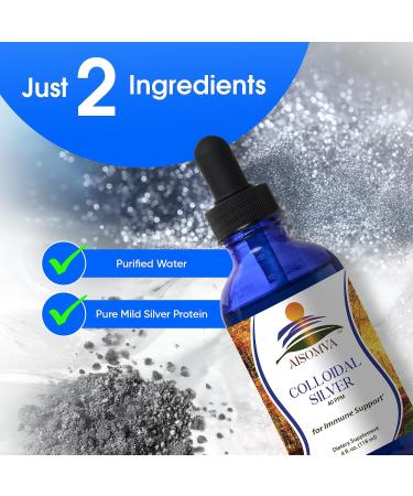AISOMVA Colloidal Silver Liquid with Dropper Mild Silver Protein 40ppm | High Absorption Pure & Clean Formula | Made in USA GMP Compliant (4 Fl Oz) - Buy Online on GoSupps.com