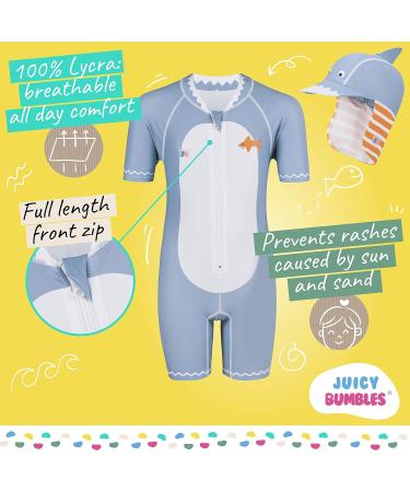 Juicy Bumbles Baby Swimsuit - Short Sleeve Toddler Swimming Costume - Unisex 4-5 Years Shark Design - Buy Online on GoSupps.com