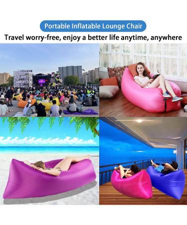 DERJLY Inflatable Lounger Inflatable Couch with Side Pockets and Matching Bag 75x27x20 inch Waterproof Anti-Leak and Portable Inflatable Chair for Traveling Camping Beach Parties Music Festivals Green - Buy Online on GoSupps.com