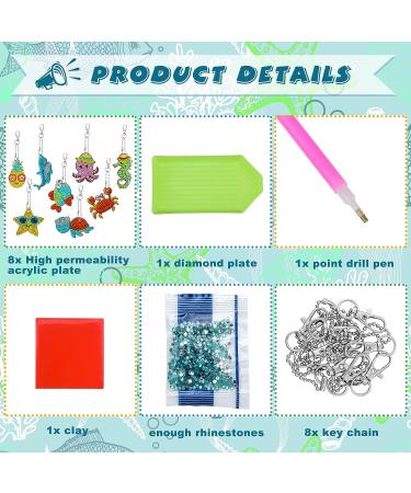 8 Pcs Gem Art Diamond Keychains for Kids DIY Crafts - Ocean Style Diamond Painting Kits for Boys and Girls Ages 8-12 - Perfect DIY Gift and Birthday Party Favors - Buy Online on GoSupps.com