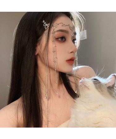 BSLVWG Ethnic style Headband Head Chain with Beaded Fairy Hair Forehead Chain Crystal Headband Face Curtain Hair Accessories for Womens and Girls (02) - Buy Online on GoSupps.com