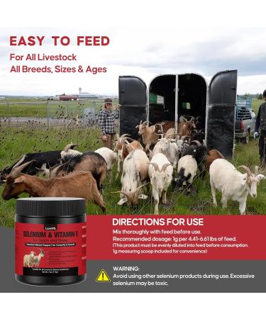 LuxeVib E and S Livestock Vitality Formula | Selenium for Goats Sheep & All Livestock | Nutrient Support Powder for Energy Balance and Mobility | Feed Mix Additive for Healthy Growth 4 oz(113 g) - Buy Online on GoSupps.com