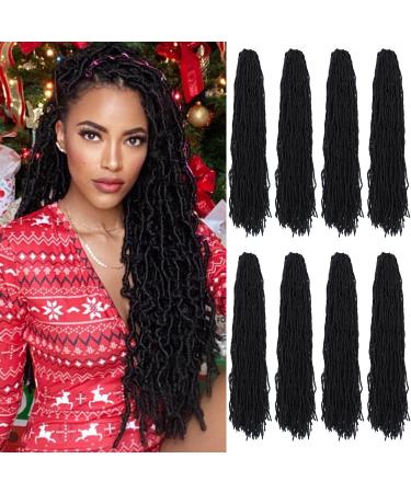 Faux Locs Crochet Hair 24 inch Soft Locs for Butterfly Locs Crochet Hair for Black Women New Faux Locs Pre Looped Curly Wavy Braiding Hair Extension (8 Packs1B) 24 Inch (Pack of 8) 1B