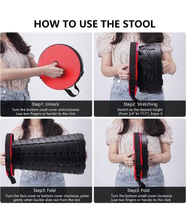 imodomio Upgraded Portable Collapsible Telescopic Stool - 480lbs Load Capacity - Foldable Camping Stool for Hiking & BBQ Parties - Indoor & Outdoor Activities - Red - Buy Online on GoSupps.com