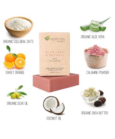 Calamine Soap Bar with Organic Aloe Vera & Colloidal Oats - Gentle Face & Body Soap 4.5 oz - Buy Online on GoSupps.com