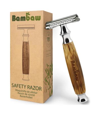 Bamboo Safety Razor| Razors for Men and Women | Double Edge Safety Razor | Fits All DE Razor Blades | Eco-Friendly and Reusable Razors | Classic Safety Razor | Bambaw Classic Silver