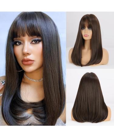 Testar 24 inch dark brown wig for black women long straight brown wigs with thick pony natural art hair wigs for everyday use at parties shoulder length dark brown - Buy Online on GoSupps.com