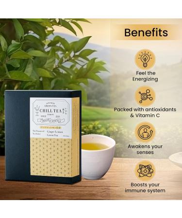  CHILL TEA Tokyo CHILL TEA Tokyo Ginger and Lemon Tea - 100% Japanese Loose Leaf Green Tea - 100% Plastic-Free Bags - Spicy and Lemon Flavor (30 Bags) - Buy Online on GoSupps.com