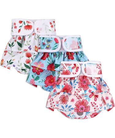 Eyein Washable Dog Diapers for Bitches - 3 Piece Set High-Suction Adjustable Velcro & Button Design Stylish Floral Rock Design Size L (47-65cm) - Perfect for Comfort & Style - Buy Online on GoSupps.com