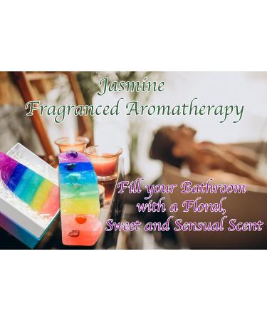 Crystal Chakra Soap Rock - Jasmine Essential Oil - Natural Gemstones - Healing Energy Moisturizing Soap Bar - Unique Gift for Men & Women - Buy Online on GoSupps.com