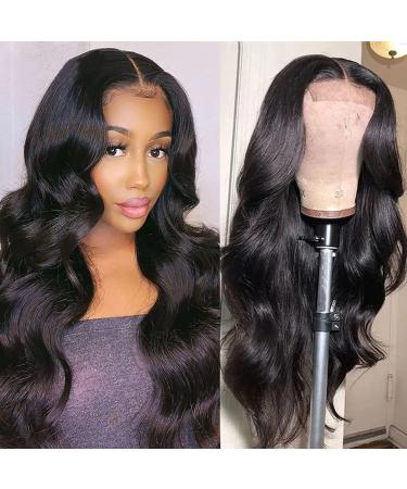 ZILING Lace Front Wigs Human Hair Body Wave 4x4 Lace Closure Wigs for Black Women Pre Plucked 150% Density Brazilian Lace Front Closure Wigs Human Hair Natural Color 16 Inch 16 Inch Body Wave Lace Closure Wigs