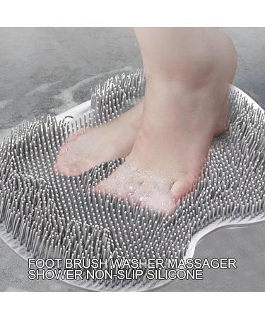 Foot Brush Shower Mat | Non-Slip Suction Cups | Foot Massager for Pedicure & Relaxation - Gray - Buy Online on GoSupps.com