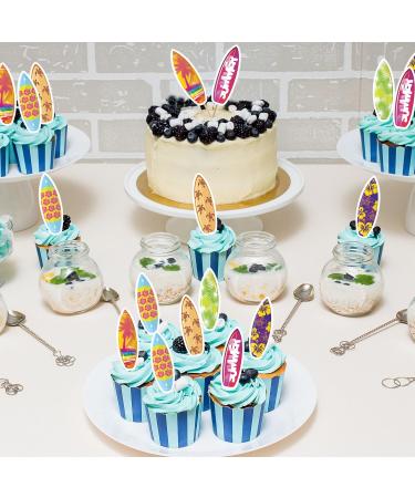 48pcs Surfboard Cupcake Toppers - Summer Hawaii Cupcake Toppers - Buy Online on GoSupps.com