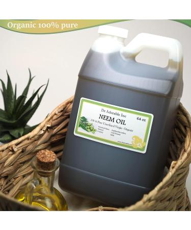 Buy Dr Adorable Neem Oil 64 oz - 100% Pure Organic Cold Pressed - Unrefined Natural Oil for Skin & Hair Care - International Shipping Available - Buy Online on GoSupps.com