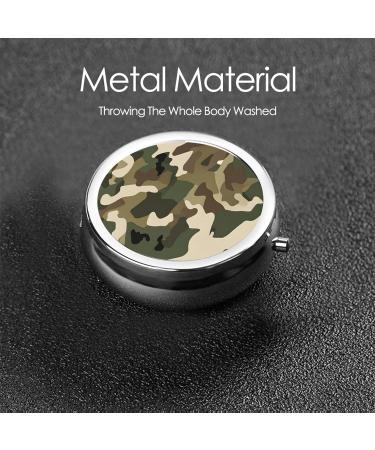 Green Camo Round Pill Box | 3 Compartment Portable Travel Medicine Organizer - Buy Online on GoSupps.com