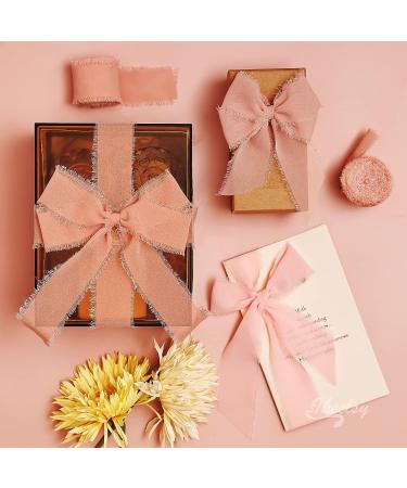 Dusty Rose Chiffon Ribbon Fringe Fabric 3 Rolls Set - 1.5 x 7 Yd - Wedding Decor, Gift Wrapping, Bridal Bouquets - Triple Pink - Buy Online on GoSupps.com