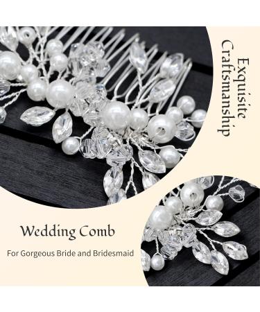 MAXIAOHANing Wedding Hair Accessories for Bride Bridal Hair Comb Rhinestone Pearl Crystal Hair Accessories Hair Combs Accessories for Women and Girls(Silver) - Buy Online on GoSupps.com
