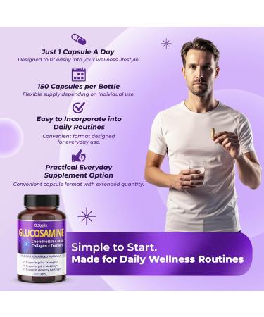 Sotalix Glucosamine 650mg All-in-1 Joint Support with Chondroitin MSM Collagen Turmeric Vitamin D3 & Hyaluronic Acid 150 Capsules Shellfish-Free - Buy Online on GoSupps.com