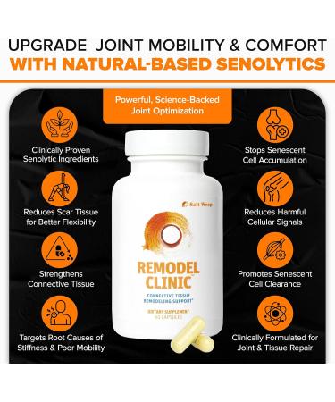 SaltWrap Remodel Clinic - Joint Remodeling Supplement for Senescent Cell Removal and Scar Tissue - Improve Mobility Reduce Connective Tissue Stiffness - Fisetin Quercetin Bromelain - 60 Capsules - Buy Online on GoSupps.com