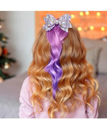 6 Colors Unicorn Wig Hair Clips Bows for Girls - Glitter Style Hair Extensions for Kids Princess Costume Dress Up - Buy Online on GoSupps.com