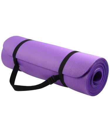 BalanceFrom All Purpose 1/2-Inch Extra Thick High Density Anti-Tear Exercise Yoga Mat with Carrying Strap and Yoga Blocks Purple Mat Only